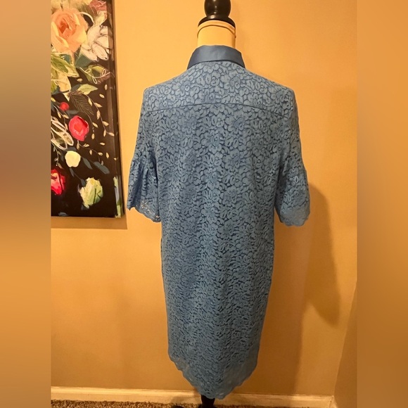 Banana Republic Lace Overlay Collared Dress, scallop hem, size Medium - Picture 6 of 10